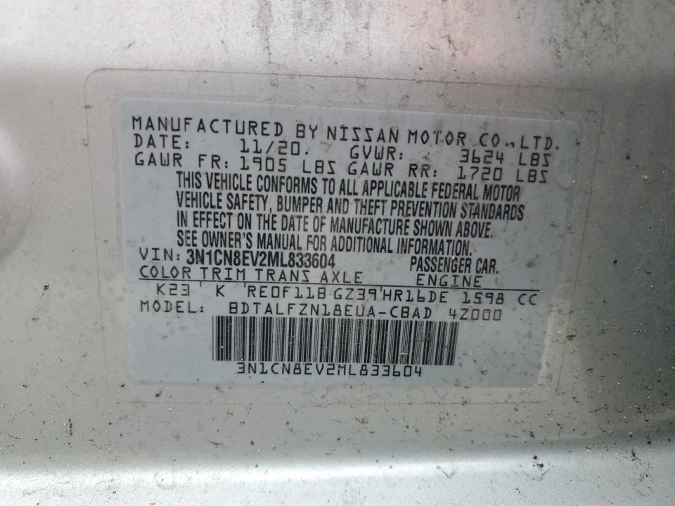 2021 Nissan Versa Shifter Lever/Knob FWD 1.60L Used OEM 54000 Miles - Image 2 of 4