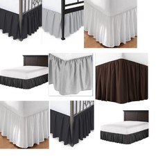 3 Side - Open Corner Dust Ruffled Bed Skirt Solid 600 TC Cotton Queen Full New