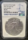 2022-W Burnished Silver American Eagle NGC MS 70 Early Releases