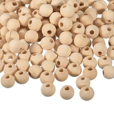 100Pcs 15mm Natural Wood Spacer Bead 4mm Hole Unfinished Round Wooden Beads