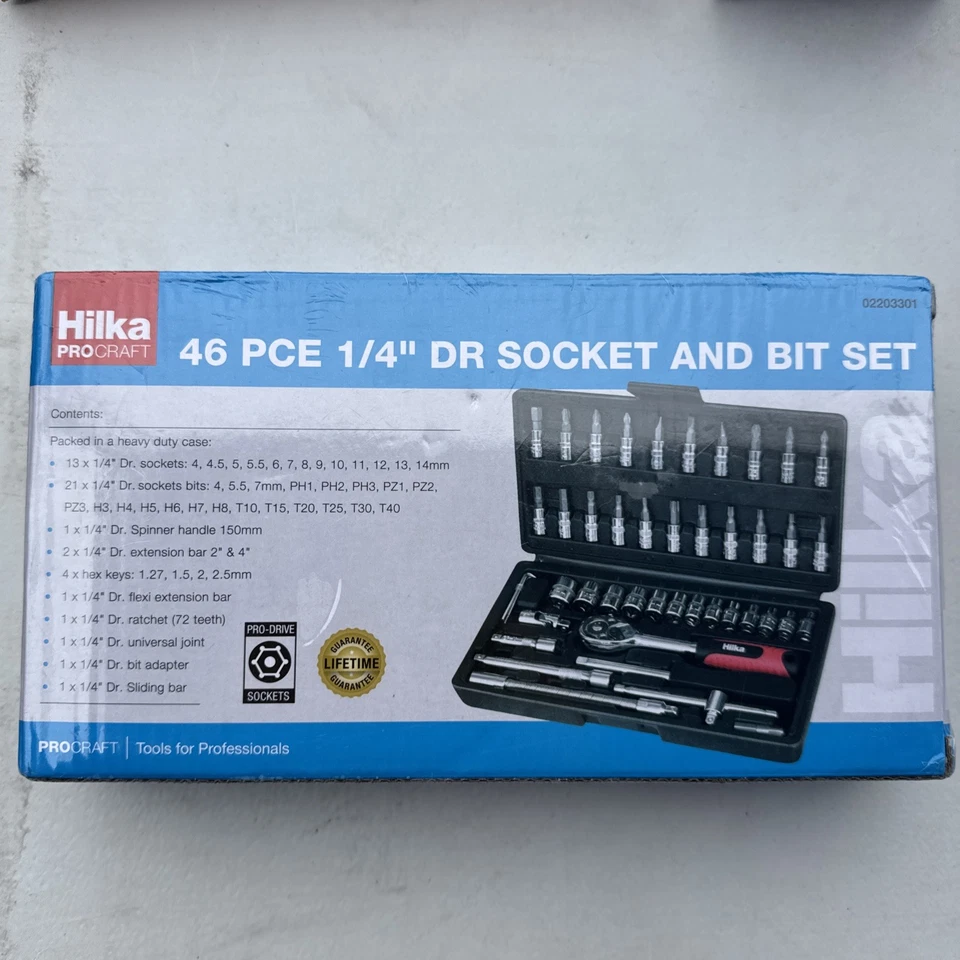 Hilka 46 pce 1/4" Dr Socket & Bit Set 02203301 - Image 3 of 4