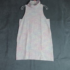 Akemi Kin Dress Womens Small Mock Neck Textured Knit Shift Striped Hipster Mod