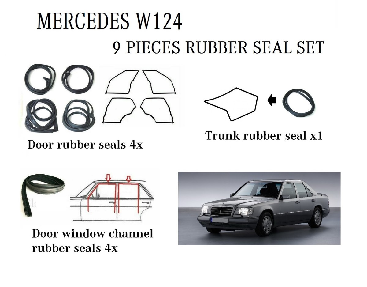 Mercedes W124 Door & Window & Trunk rubber seals 9 Pieces complete