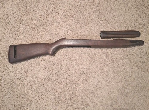 US Military WW2 Era M1 Carbine Walnut Stock Handguard With Hardware