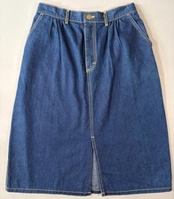 LEE Vintage 80s Made in USA Denim Blue Wash Jean Knee Length Skirt Women's 13