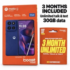 Motorola Moto G Stylus 2025 128GB Blue & 3 Month unlimited Talk, Text and 30 GB