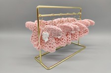 Baby pink knit crochet mini sweater with flower, baby shower favors, Set of 6