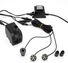 Fontana Da Giardino Con Pompa Da 1500L / H Con Illuminazione 3X Anello LED Bianc