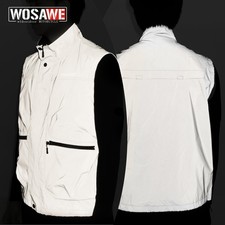 WOSAWE Multi-Pocket Reflective Vest Men Lightweight Sleeveless Motorcycle Jacket