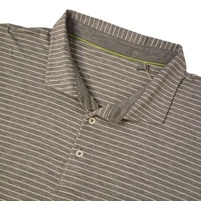 tasc Performance Polo Shirt Mens 3XL Gray White Striped Lightweight Stretch
