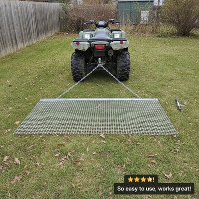 Multi-Purpose 6x3 ft Drag Harrow with Towing Chain - Perfect for ATVs & Tractors