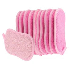 10 Pcs Multipurpose Microfiber Kitchen Dish Sponge Scrubber Pads, Pink