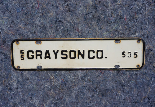 1965 GRAYSON County VIRGINIA License Plate Topper # 535