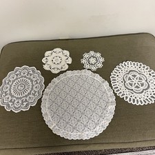 Vintage Lace Doily Lot Cream White Various Sizes Victorian Lot Of 5