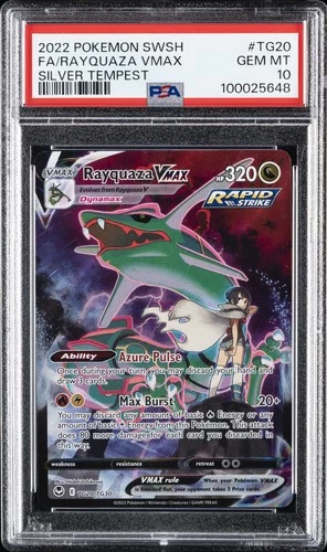 2022 POKEMON SWORD & SHIELD SILVER TEMPEST #TG20 FULL ART/RAYQUAZA VMAX PSA 10