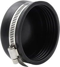 Flexible PVC Pipe Cap with Stainless Steel Clamp, 1.9" Inner Diameter for 1-1/2"