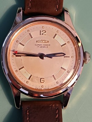 Vintage 1950s Roamer Super Shock Gold Plated In House Mst 372 Cal Movement