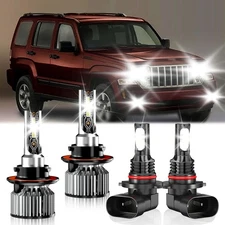 For Jeep Liberty 2008-2012 LED Headlight High&Low Beam Bulb+Fog Light Kit 6500K