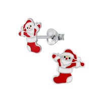 Kinder Ohrstecker 925 Silber Ohrringe Nikolaus Weihnachtsmann Weihnachtsohrringe