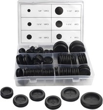 52Pcs 6 Sizes Closed Rubber Grommet Kit Double Sided Electrical Wire Gasket