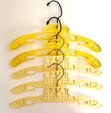 5 Vintage Plastic Nursery Baby Clothes Hangers Yellow Lamb Circus