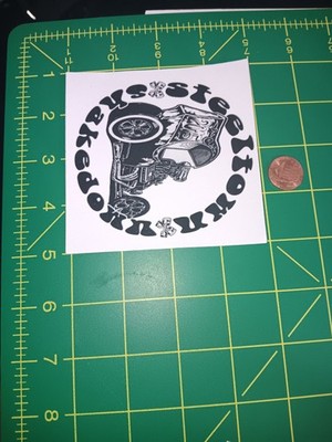 Vintage Hot Rod Car Sticker Square Black White Decal Hotrod Racing Emblem Rare