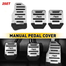2SET Sliver Aluminum Non Slip Sport Pedal Brake Pad Covers Manual Car Universal