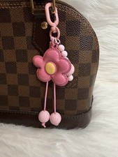 Pink Flower Bag Charm Keychain Key Ring Car Key Fob Birthday Holiday Gift