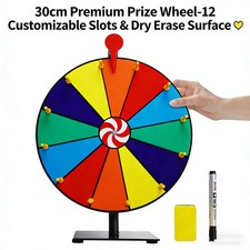 12 Slots Colours Prize Game Wheel Dry Erase Spinning Tabletop Spin The Fortune