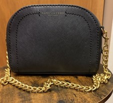 Marc Jacobs Black Saffiano Leather Small Top Zip Shoulder Purse Bag