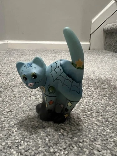 Fenton Glass Jadeite "Boo" Halloween Scaredy Cat Figurine Ltd Ed #39/39 K Barley