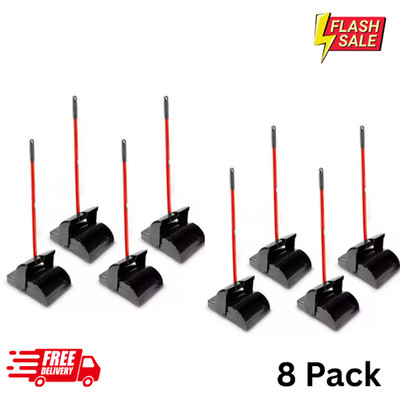 Libman Closed Lid Lobby Heavy Duty Cleaning Dustpan with Long Steel Handle