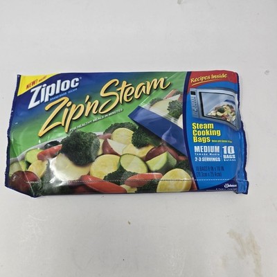 Ziploc Zip 'N Steam Medium Cooking Bags Microwave 1 Pack of 10
