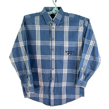 VTG Mickey Mouse Plaid Button-Down Shirt Mens SZ M 48-50 Blue Disney Store LS