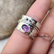 Amethyst Ring ,Spinner Ring, 925 Silver Ring, Meditation Ring, Handmade All Size