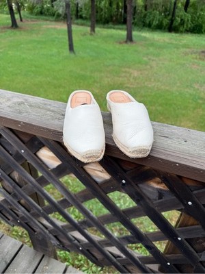 Dolce Vita White Leather Espadrille Slip-On Mules