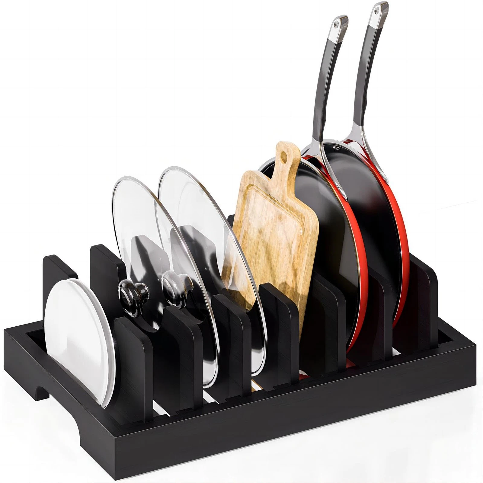 Pot and Pan Organizer, Pot Lid Organizer Holder Rack for Countertop Drawer, K...