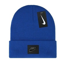 Nike Royal Blue Core Classic Knit Beanie Boxed Logo Skull Cap Adult One Size