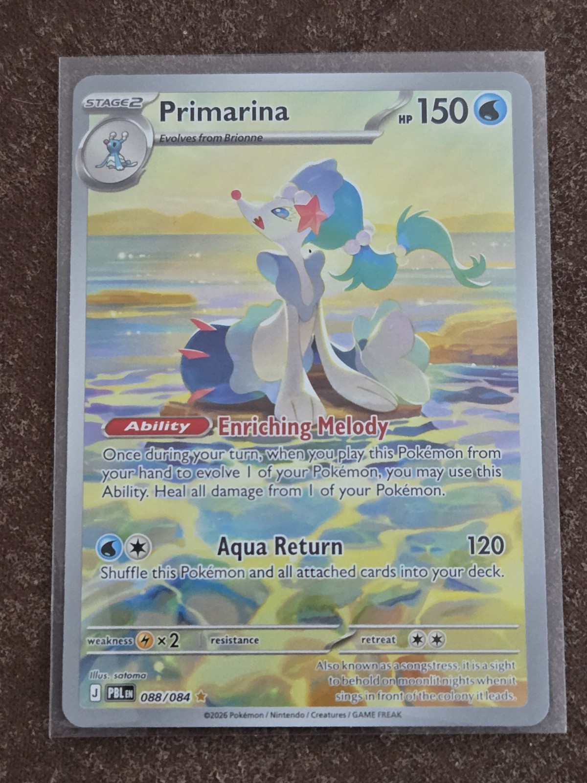 Pokemon TCG - Primarina 088/084 Illustration Rare Pitch Black - NM