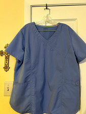 Scrubstar Women s Blue Solid Scrub Set V-Neck Top Jogger Pants 2XL.