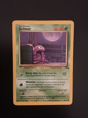 Pokemon Grimer Fossil vintage card #48/62 Wotc 1999