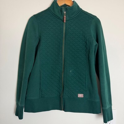 LL Bean Quilted Full Zip Mock Neck Jacket Green Womens Small Sweatshirt Gorpcore