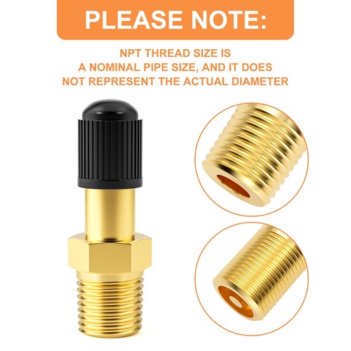 2PCS 1/8" NPT Tank Valve Anti-Corrosion Brass Schrader Valve, Using with Air ... - Picture 4 of 6