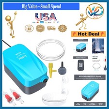 Aquarium Air Pump 15-40 GPH Compact Fish Tank O2 Aerator with Accessories