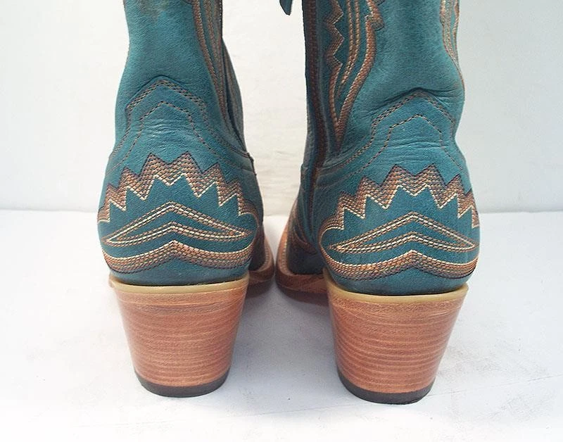 ARIAT WOMEN'S 7 B BLUE LEATHER TALL CASANOVA WESTERN BOOTS SNIP TOE - Image 4 of 4