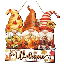 Fall Welcome Sign Gnome Hanging Door Decor Thanksgiving Wooden Sign Rustic