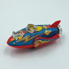 Vintage Masudaya PlayGo Thunder Racer Tin Toy Friction Rocket Space Ship Retro
