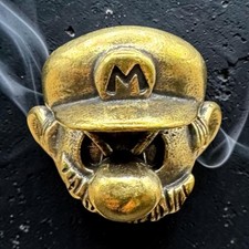 Retro Brass Mario Skull Lanyard Bead EDC Paracord Knife Charm Pendant