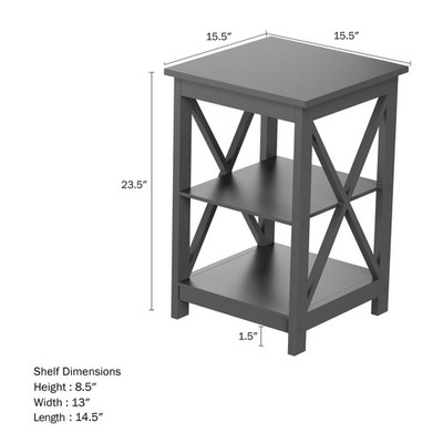 Lavish Home Wooden End Table, Modern Style Sofa Side Table with X-Leg Design 