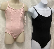 NEW CAMISOLE LEOTARD Cotton Spandex rounded v back Black or Pink child/ladies sz